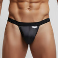 Black satin-like briefs with a sleek form-fitting design and subtle sheen from MetroMaleWear Modernizing Thong charcoal 3002-11