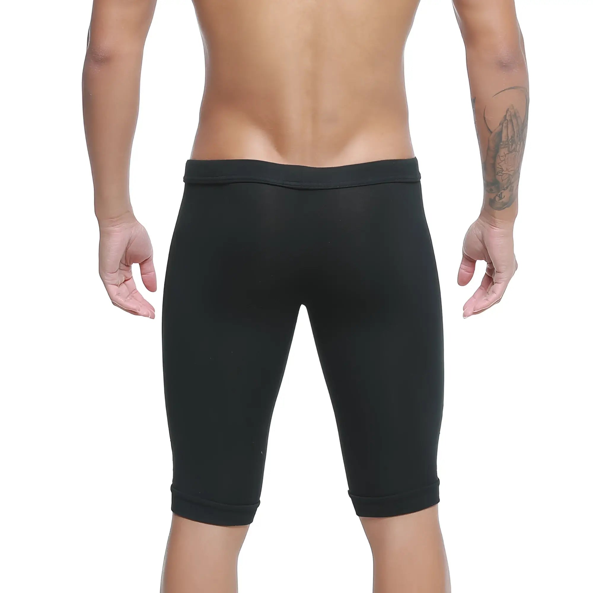 MetroMaleWear mojave biker black form-fitting athletic shorts with smooth stretchy fabric and elastic waistband