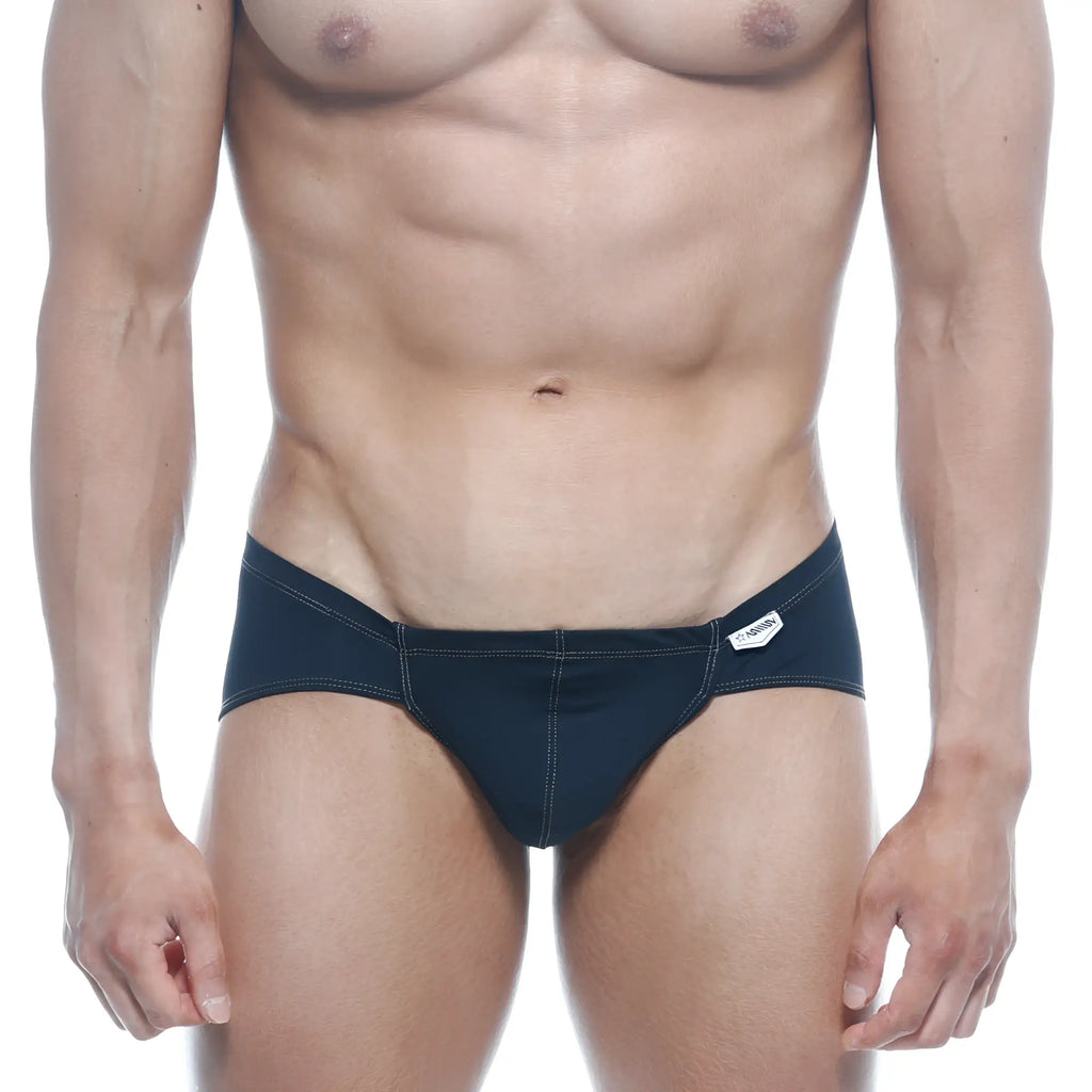 Black MetroMaleWear Mojito bikini swim trunks with white stitching and a small brand tag on the waistband