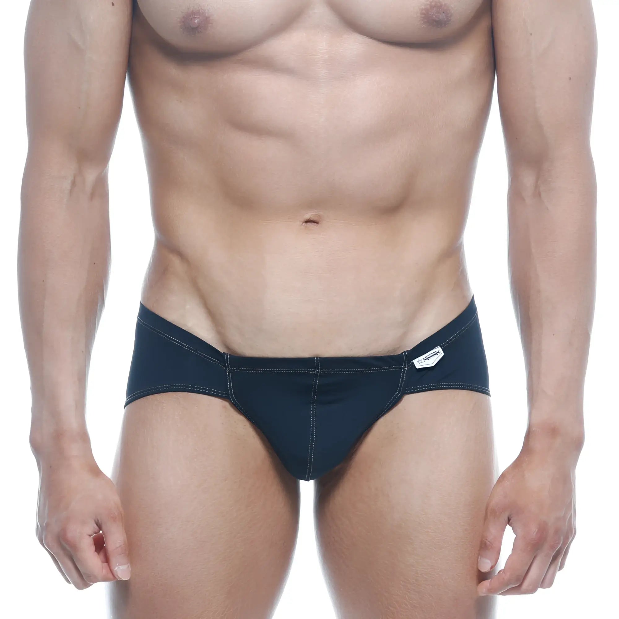 Black MetroMaleWear Mojito bikini swim trunks with white stitching and a small brand tag on the waistband