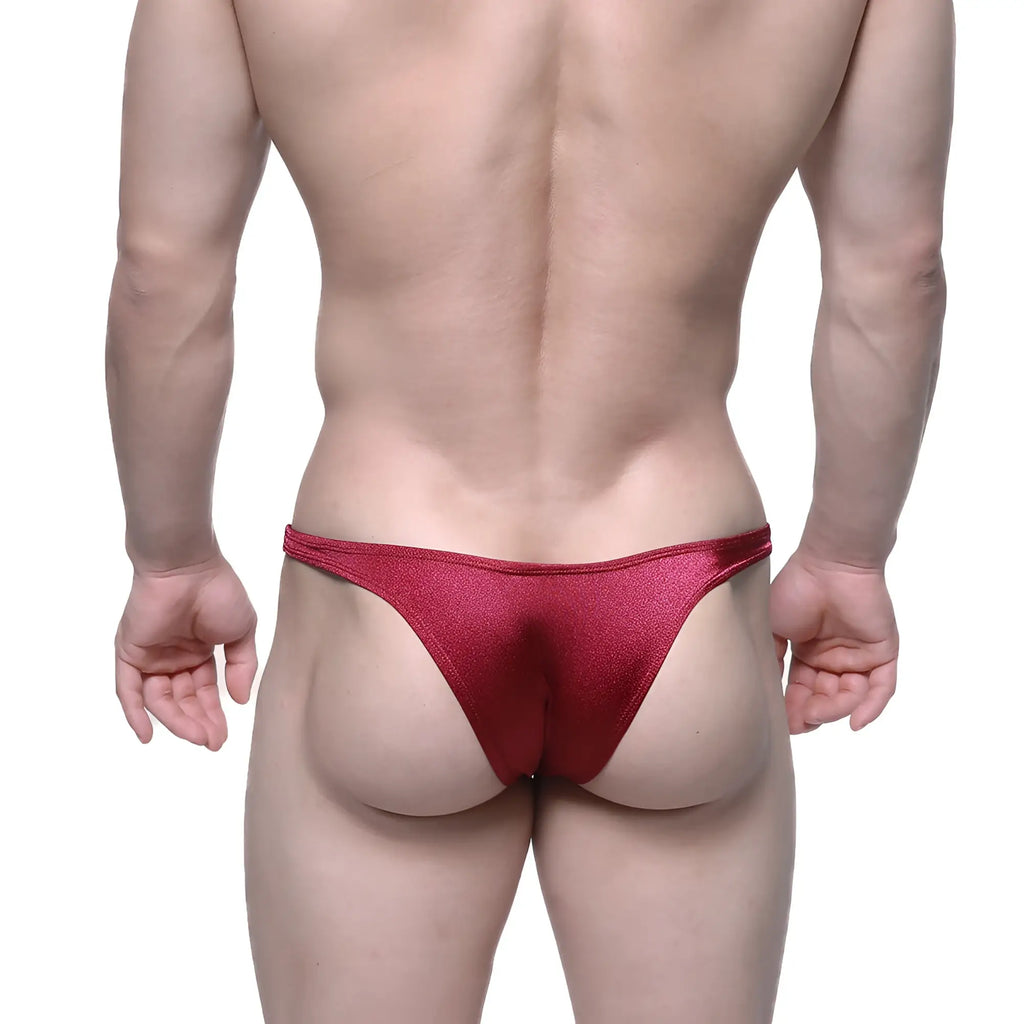 MetroMaleWear Monaco bikini burgundy 6010-29 shimmering red metallic thong with sleek form-fitting design