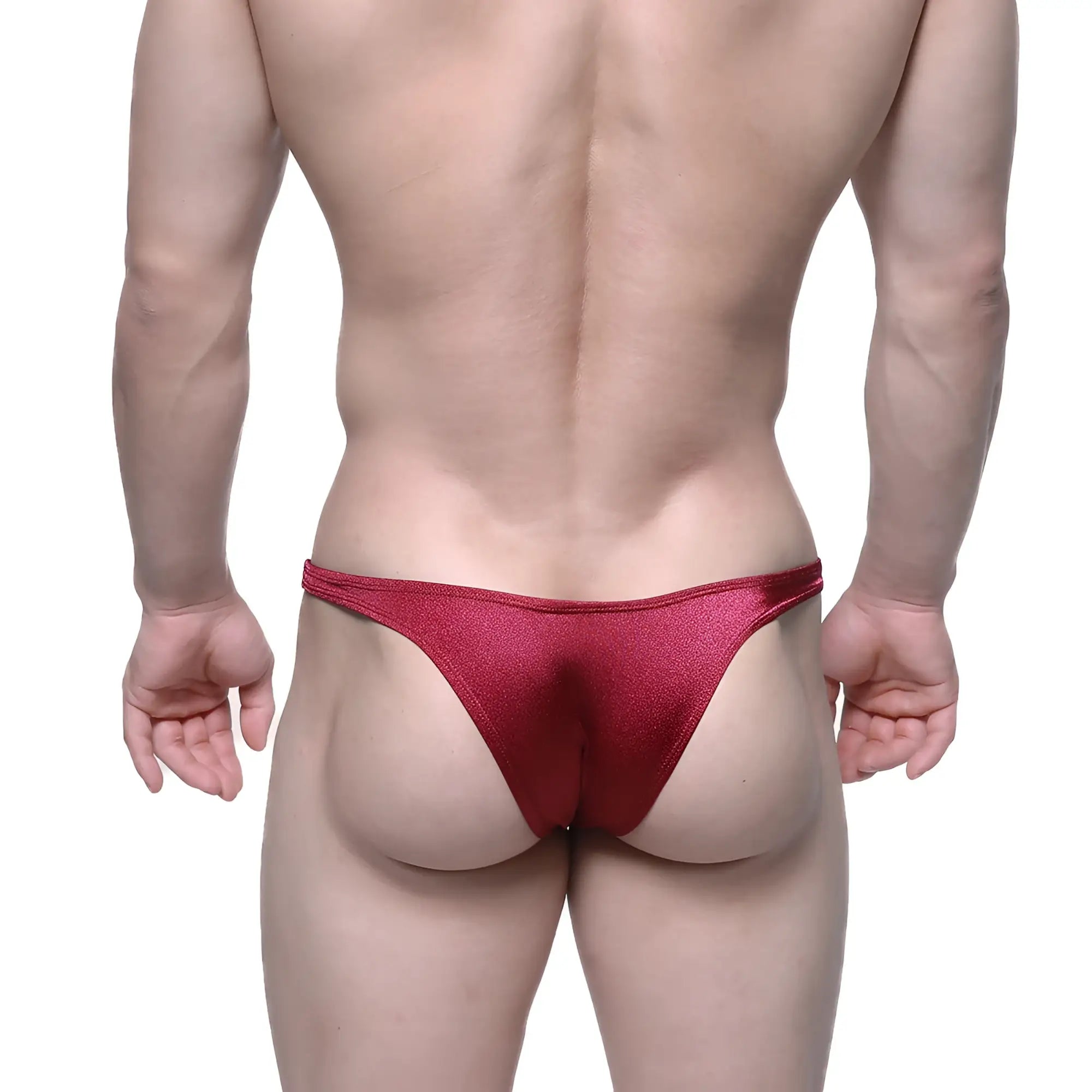 MetroMaleWear Monaco bikini burgundy 6010-29 shimmering red metallic thong with sleek form-fitting design