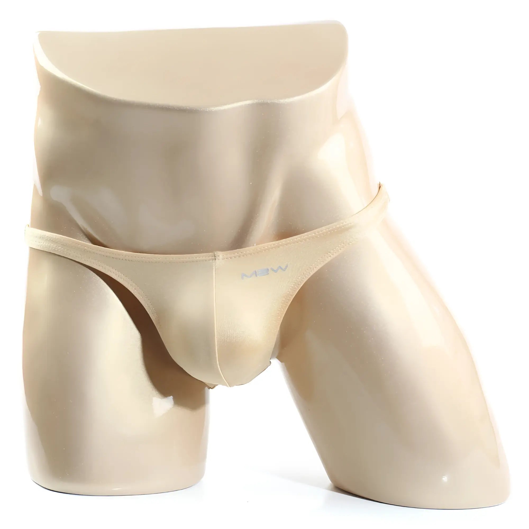 MetroMaleWear Monaco Bikini gold 6010-21 beige satin briefs with subtle mew logo on the front