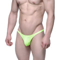 Bright neon green m3w brand thong made of smooth shiny material from metromalewear monaco bikini 6010-07