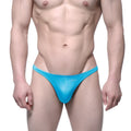 Metro male wear monaco bikini briefs in bright turquoise blue with a shiny textured finish