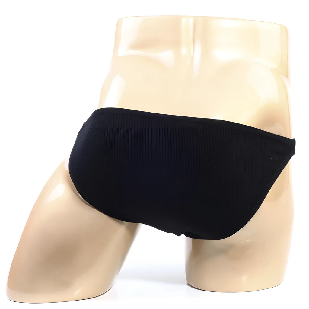 Black ribbed briefs on mannequin metro malewear moreno bikini 3607-20 soft comfortable fabric design