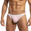 Metro malewear moreno bikini pink sheer mesh thong with white elastic waistband designed for men
