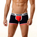 MetroMaleWear multi color navy and red men’s boxer briefs with white trim and bold m logo waistband 7 inch length