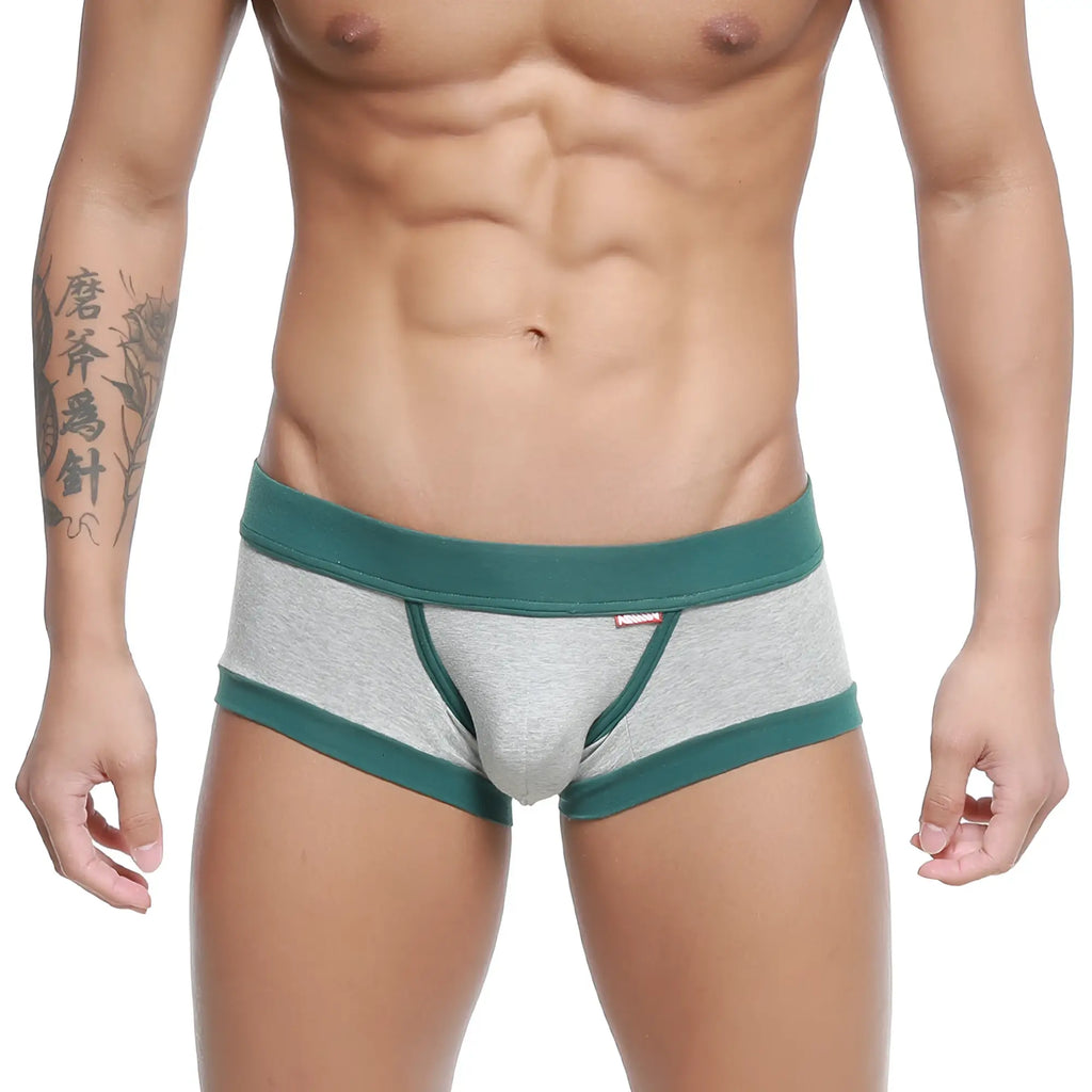 MetroMaleWear Nano Trunk gray 7016-10 gray heathered men’s briefs with teal elastic waistband and leg openings