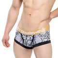 Black and white snake scale patterned mens briefs with gold atromalewear waistband metro malewear nano trunk 7016 61