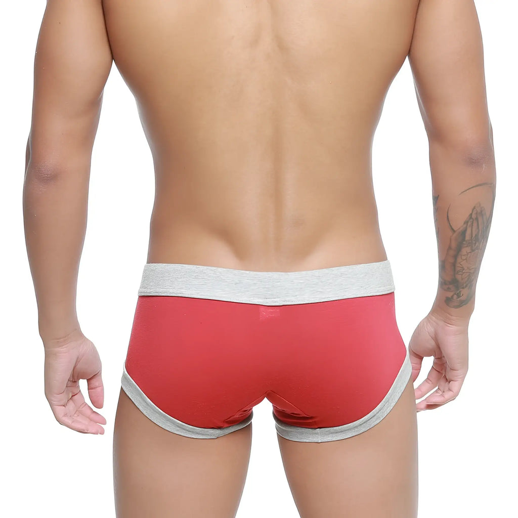 MetroMaleWear nano trunk terracotta 7016-13 red and gray snug fit athletic briefs for active wear