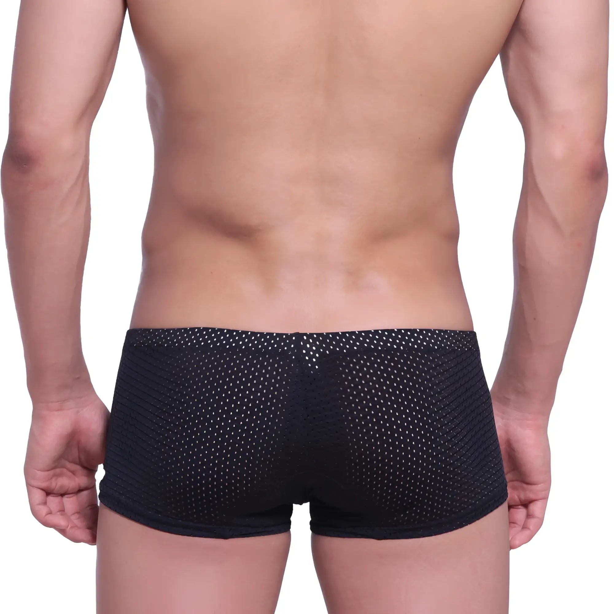 MetroMaleWear Neon Boxer black mesh briefs with subtle small white dot pattern for comfortable daily wear