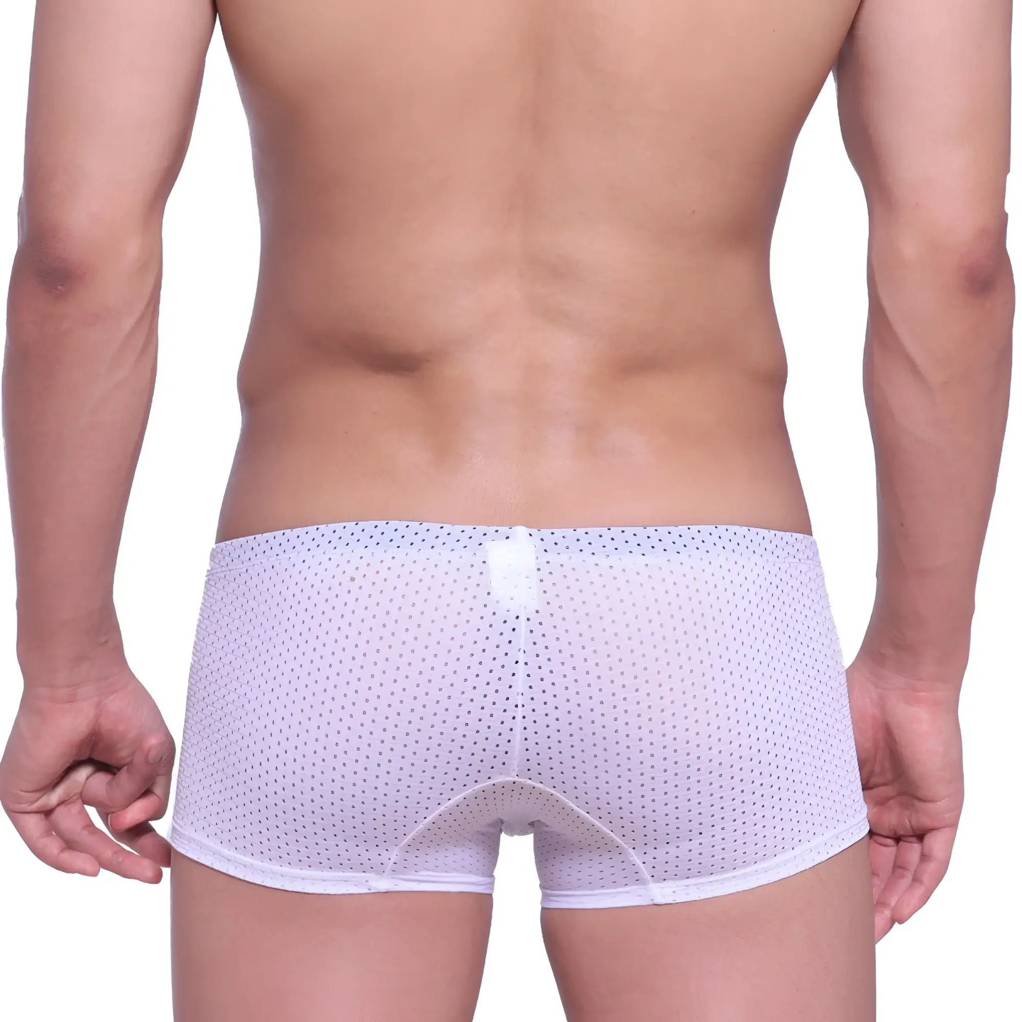 MetroMaleWear neon boxer white mesh briefs with subtle dot pattern and reinforced waistband front view