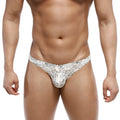 White lace thong with floral pattern from metromalewear net bikini lace nude 1104-01 collection