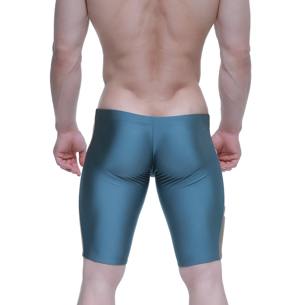 Shiny teal metallic swim trunks metroMalewear new jammer swim boxer radish 4994-07 for swimming and beachwear
