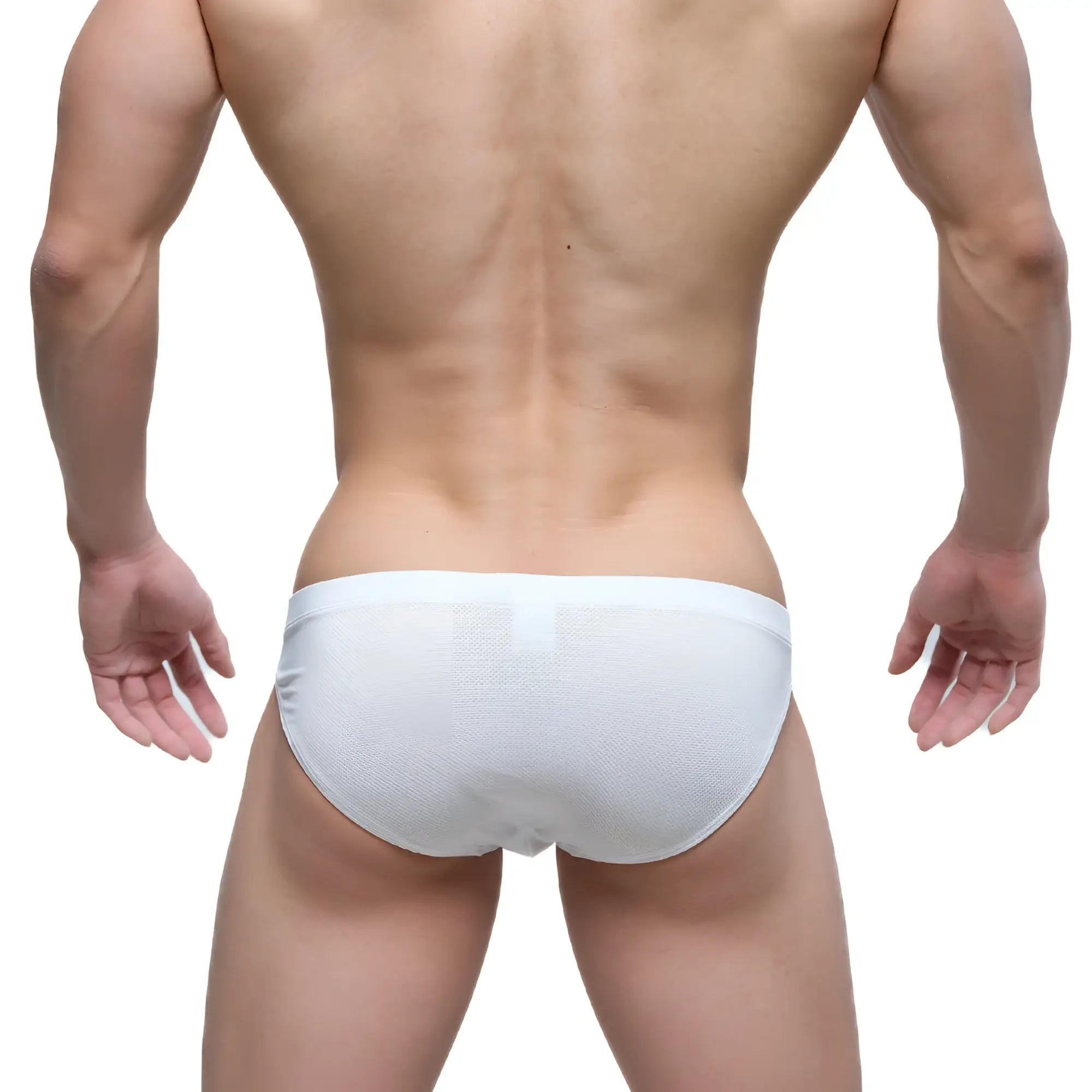 White textured briefs with a smooth elastic waistband from metromalewear nieve bikini 5103-m00 collection