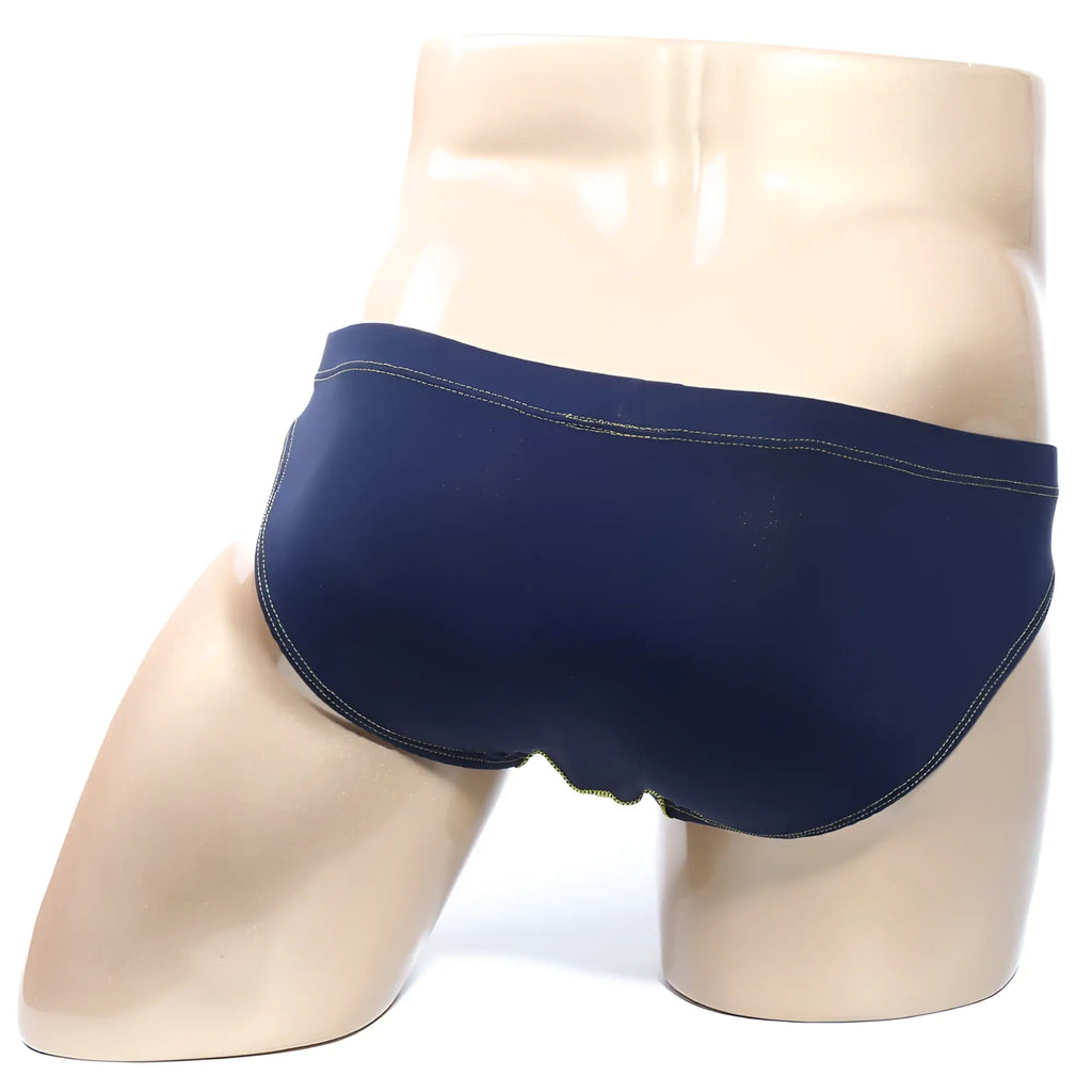 Navymalewea nucleobikini dark blue briefs with contrasting light green stitching for comfortable everyday wear