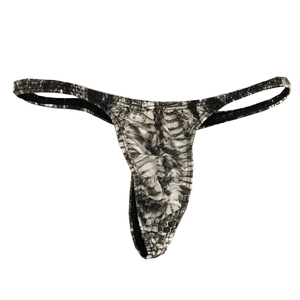 MetroMaleWear Oceano thong snake 1032-60 black and gray snake-scale patterned sleek form-fitting design