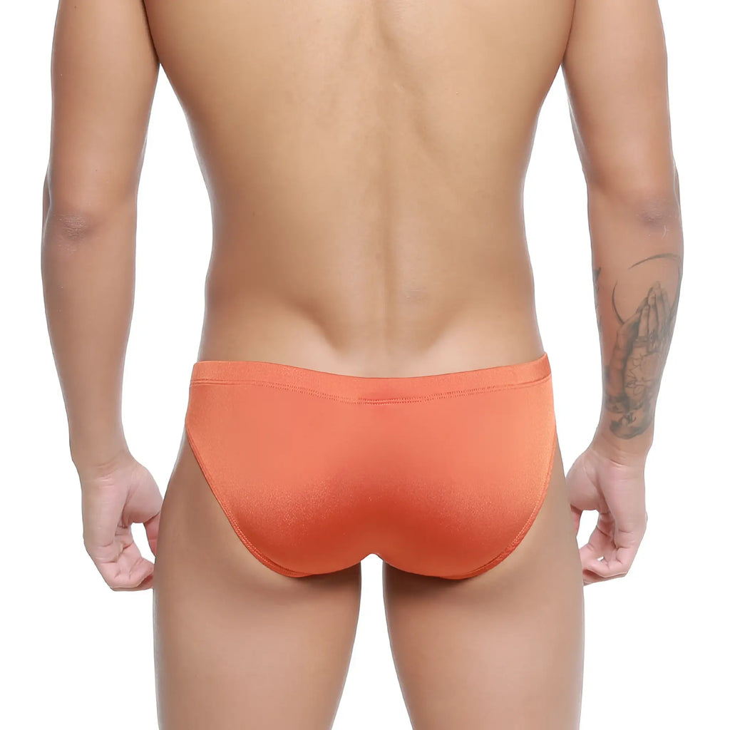 MetroMaleWear ochre bikini briefs in orange with smooth textured fabric and a snug fit for comfortable wear