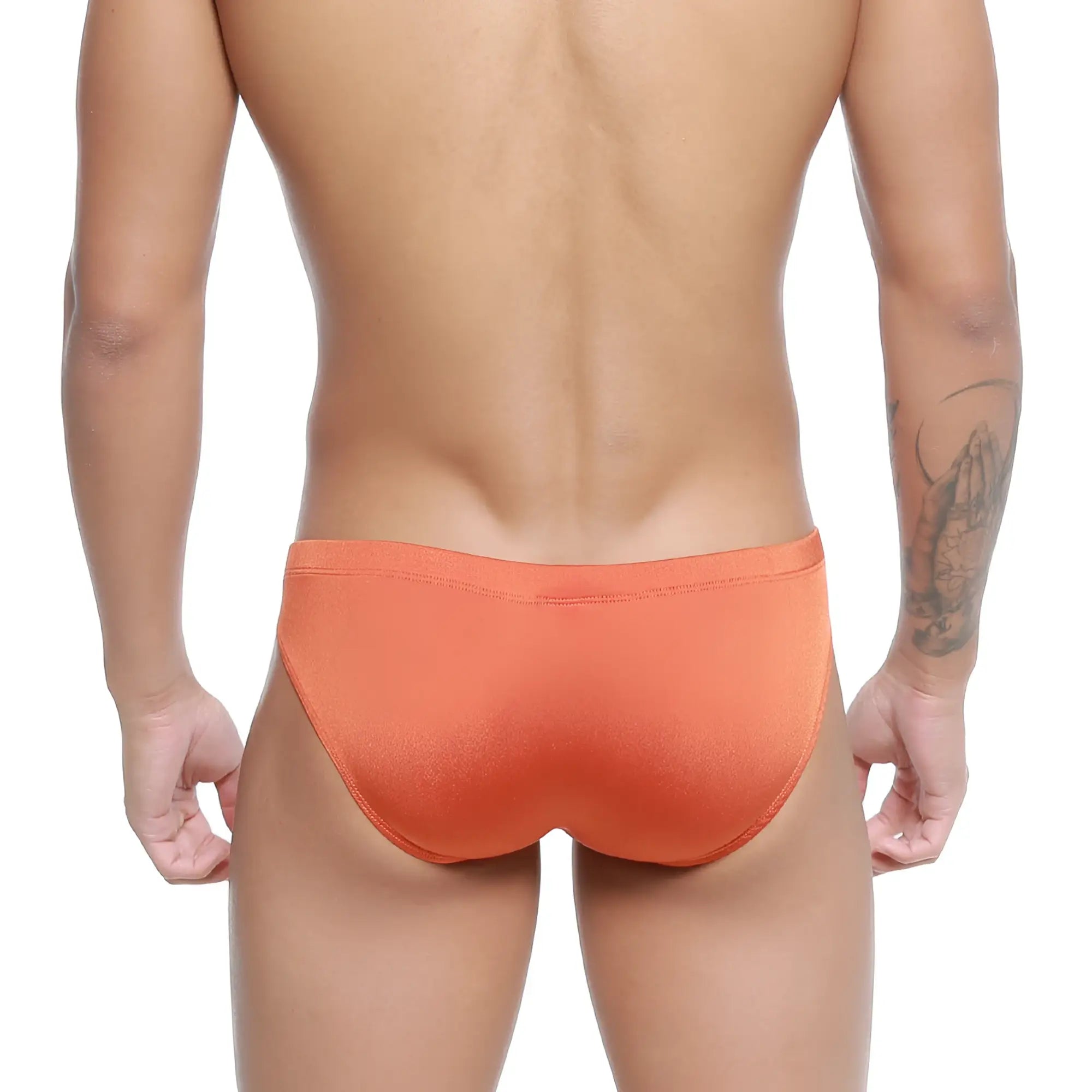 MetroMaleWear ochre bikini briefs in orange with smooth textured fabric and a snug fit for comfortable wear