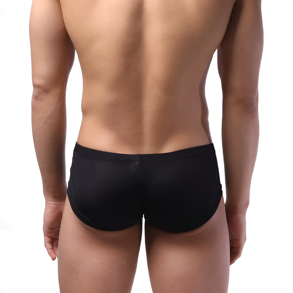 MetroMaleWear Oscar Boxer black swim trunks with smooth stretchy fabric and snug waistband for comfortable fit