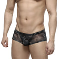 Black and gray camouflage mesh briefs with sleek form-fitting design by MetroMaleWear Oscar Boxer 2125-93