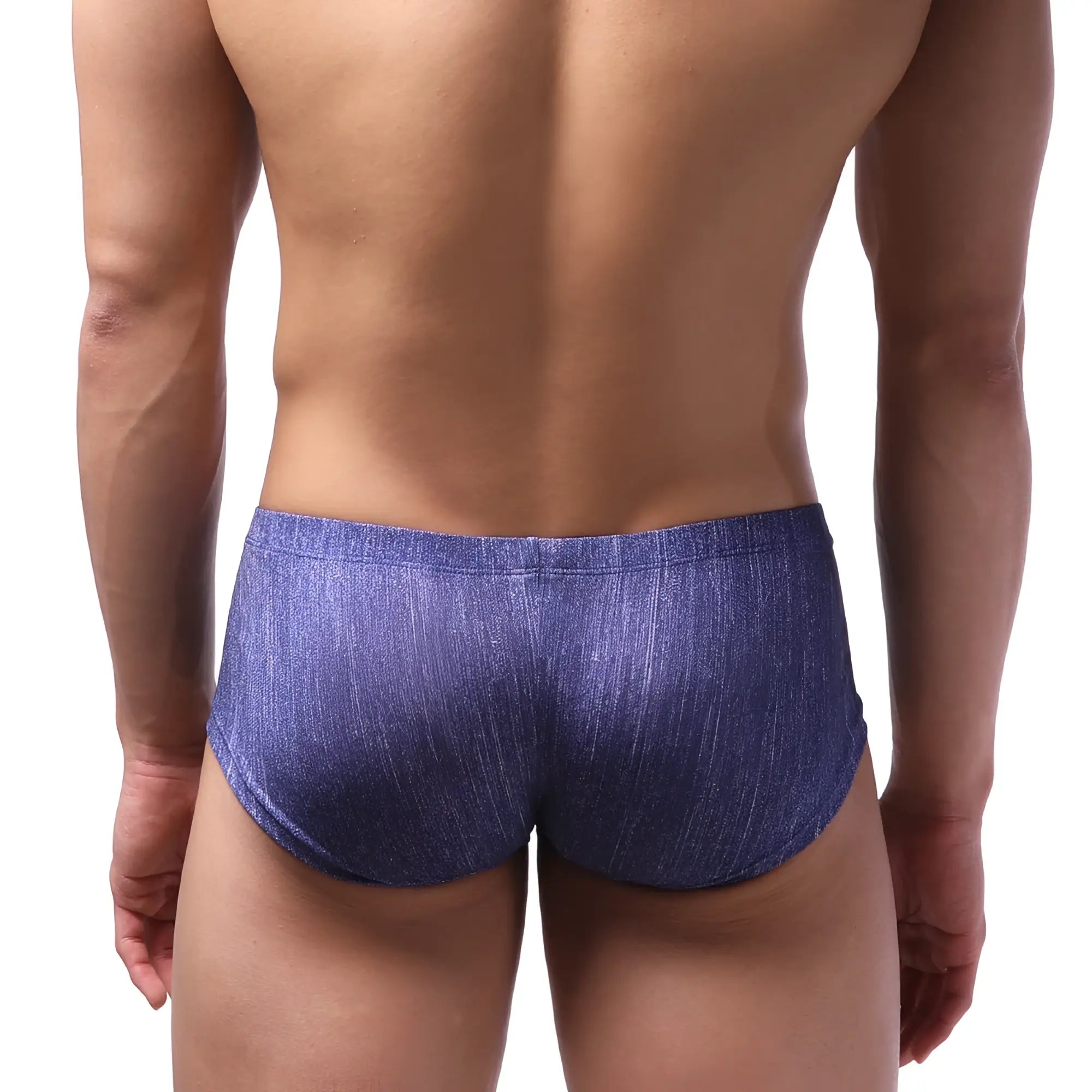 Blue denim-textured men’s briefs metroMalewear oscar boxer denim 2125-60 front view showcasing fabric details