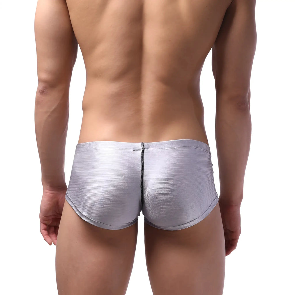 MetroMaleWear Oscar boxer gray 2125-10 silver metallic briefs with subtle texture and central zipper detail