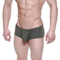 Olive green men’s metro male wear oscar boxer briefs with black logo tag on waistband in khaki color