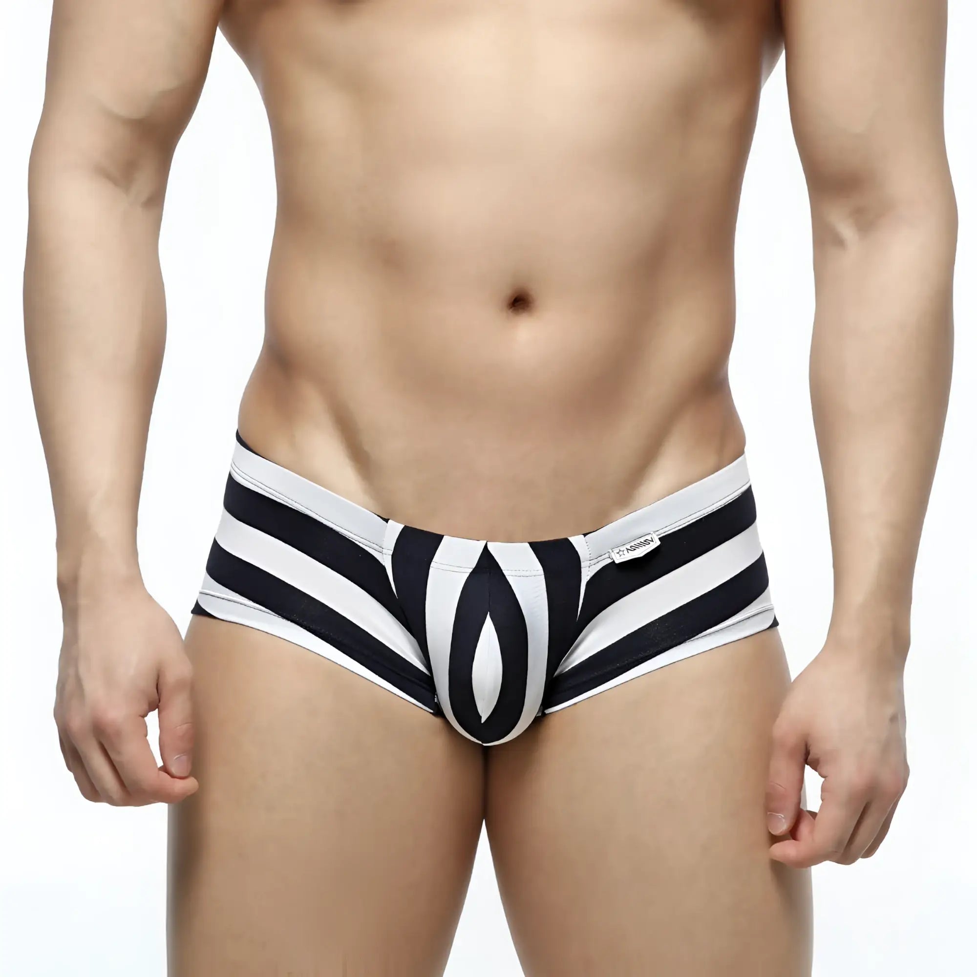 MetroMalewear oscar boxer stripe 2125-41 black and white striped men’s briefs with a bold geometric pattern