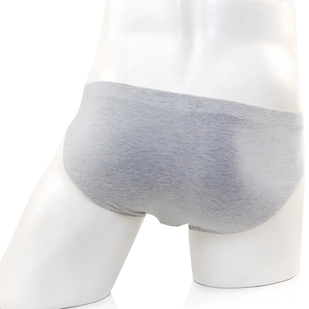 Gray heathered cotton briefs metroMalewear Oslo hip brief 5123-10 displayed on a mannequin
