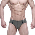 MetroMalewear oslo thong green 5102-26 olive green briefs with black side stripes and white brand tag on waistband