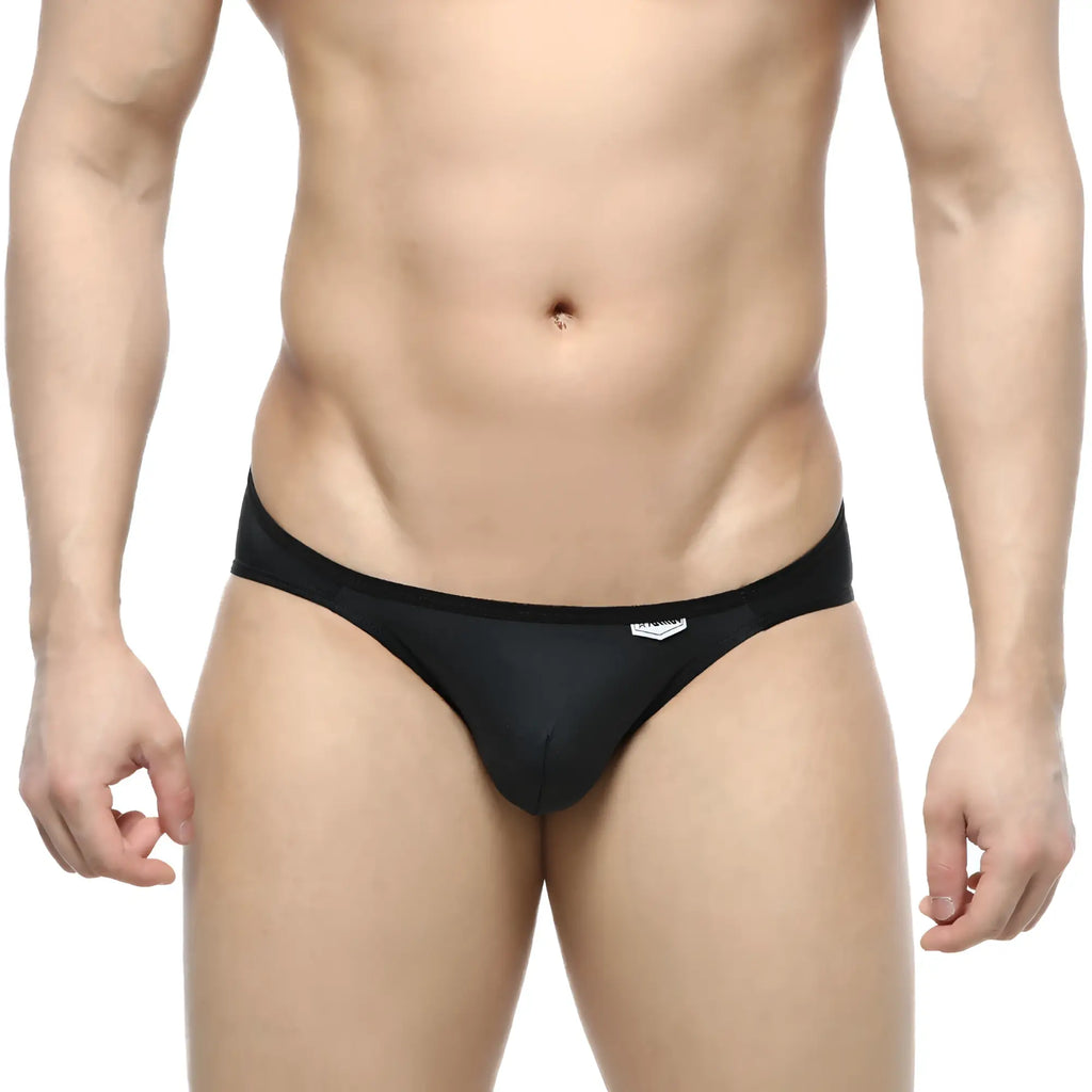 Black men’s briefs metro male wear over-limit bikini noir 2206-20 sleek form-fitting design with white logo waistband