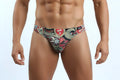 MetroMaleWear paisley bikini briefs in black red and gold with paisley pattern and logo on waistband for men