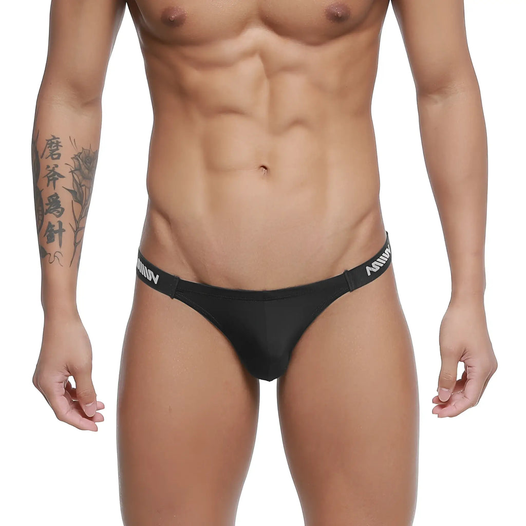 Black men’s briefs metroMalewear paleta bikini black with white logo waistband band in comfortable stretch fabric