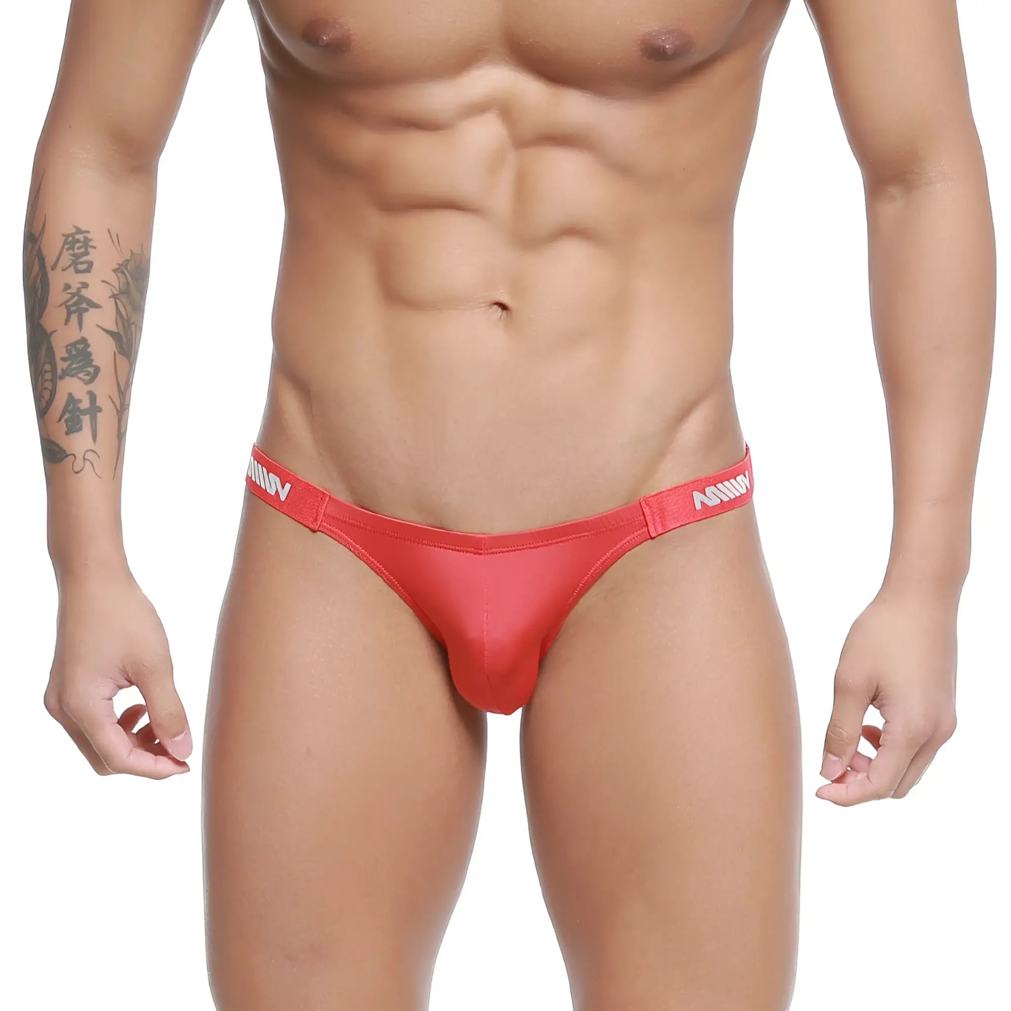 Red men’s thong metro male wear paleta bikini 3604-13 with white branded waistband for comfortable wear