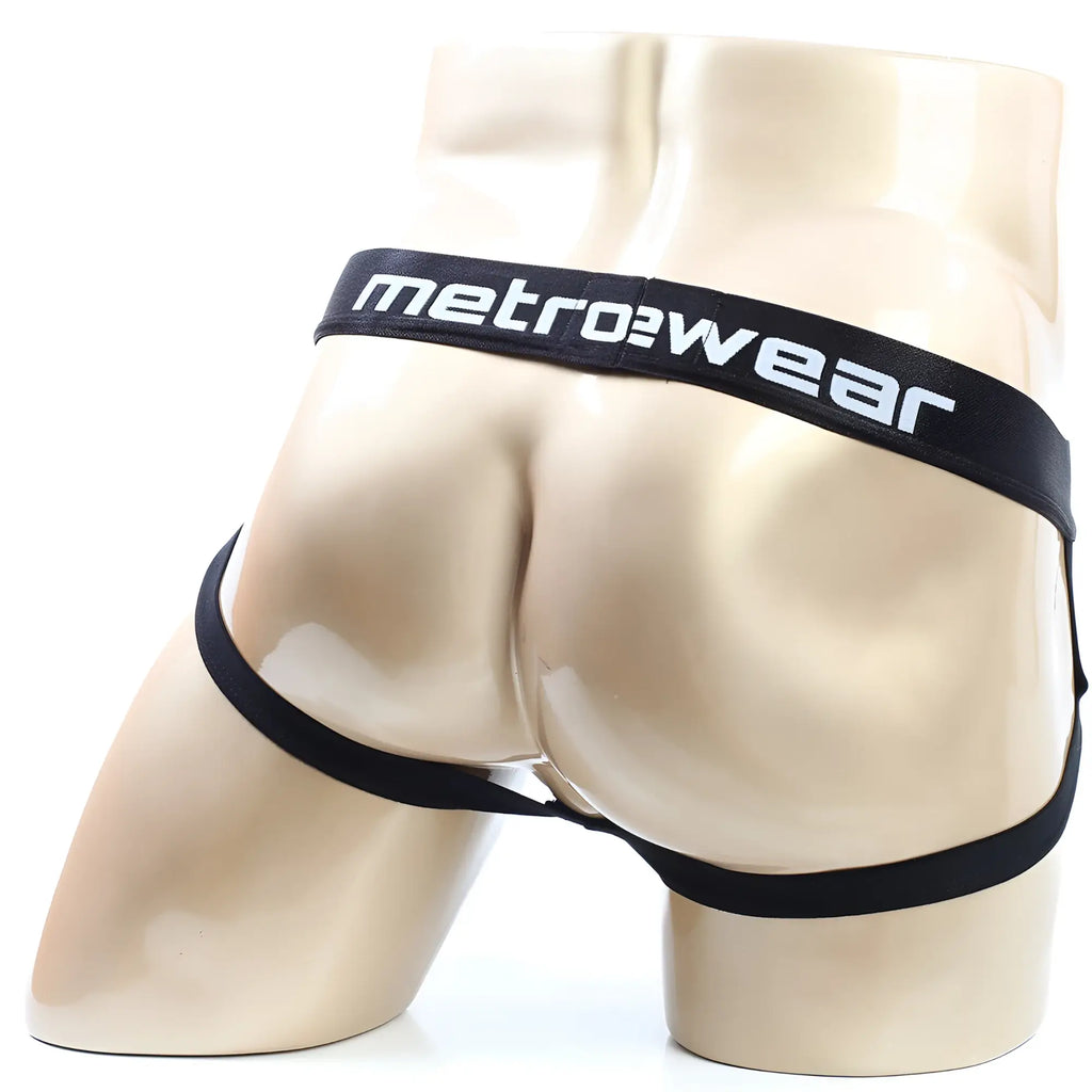 MetroMaleWear Palma Boxer Jock black briefs with sleek form-fitting design and elastic waistband for comfort