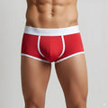Red men’s briefs with white trim and branded waistband metro malewear palma boxer jock red 1413-12