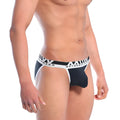 MetroMaleWear perfect scene bikini briefs in black and white with a bold geometric waistband pattern