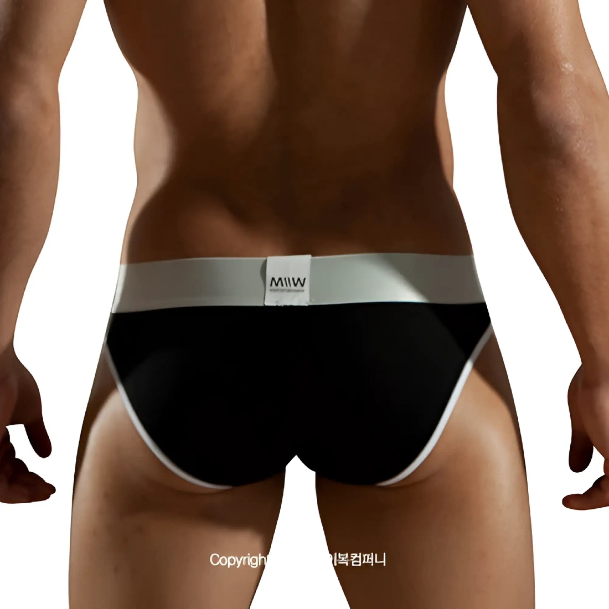Black briefs with white waistband and trim featuring miw logo on label from MetroMaleWear Perfect Scene Hip Brief 1003-20