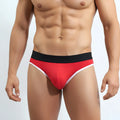 Red athletic briefs metroMaleWear Perfect Scene jock strap with black waistband and white trim for active wear