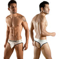 White miw metroMaleWear Perfect Scene jock strap briefs with black trim and bold waistband logo front view