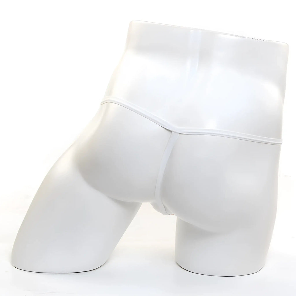 White glossy latex briefs with high waisted seamless design from metromalewear perfect scene string lace nude 2014-71