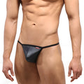 Black glittery string thong with red MetroMaleWear brand tag on the side perfect for stylish intimate wear