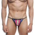 MetroMaleWear Perfect Scene String neon 2014-05 vibrant rainbow leopard-print thong with black trim front view