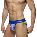 Metroamalewear picasso bikini 3004-87 men’s briefs in blue with a multicolored geometric abstract pattern