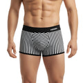 Black and white striped men’s boxer briefs with black waistband branded anhui from metro male wear pierrot boxer jock