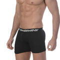 Black mens pima cotton boxer briefs in black with white promalewear logo on waistband metroMaleWear 3027-20