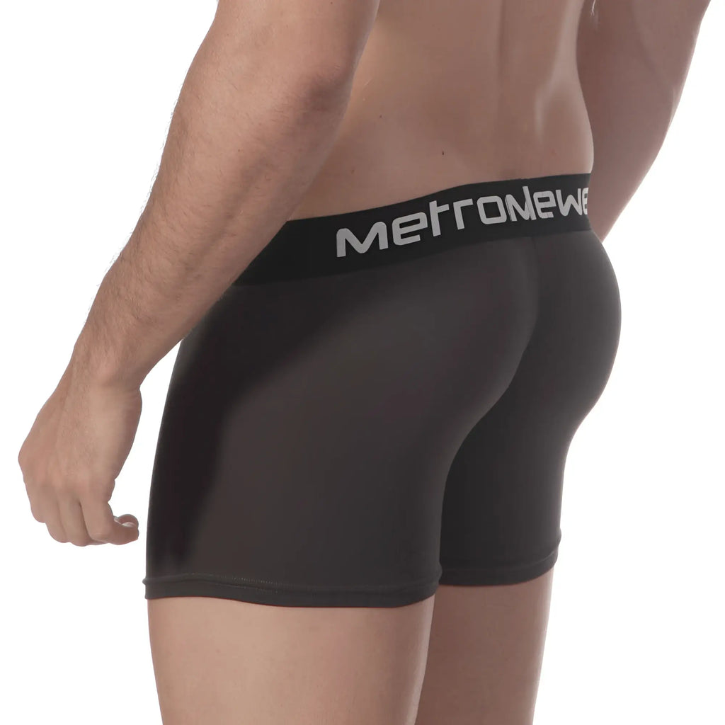 Black metronewe men’s boxer briefs with a snug fit and elastic waistband made of pima cotton charcoal 3027-11