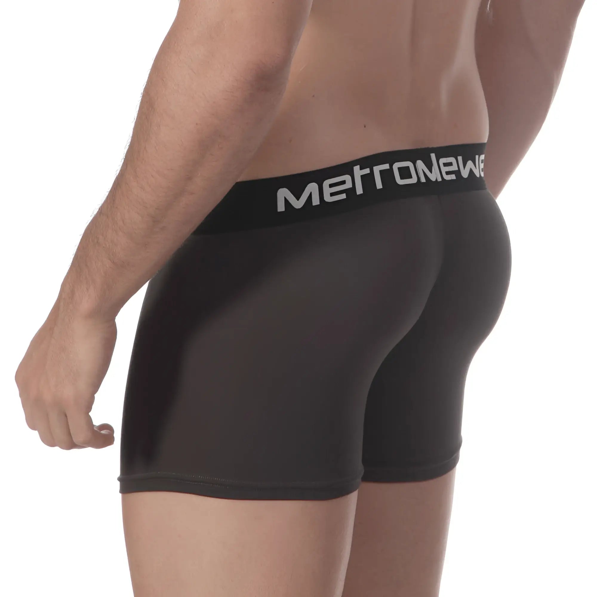 Black metronewe men’s boxer briefs with a snug fit and elastic waistband made of pima cotton charcoal 3027-11